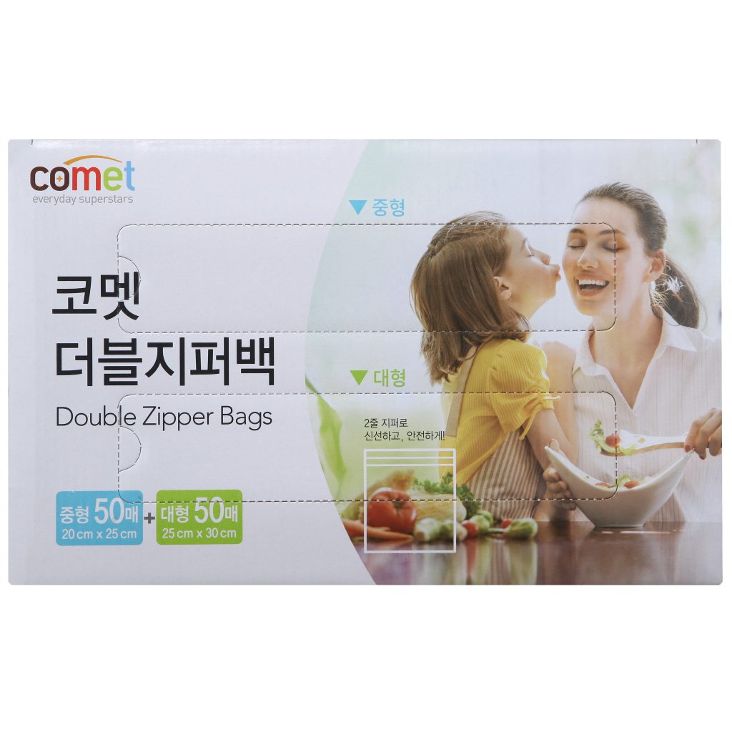 중형/대형 각 50매 구성, 코멧 더블 지퍼백 주방용품