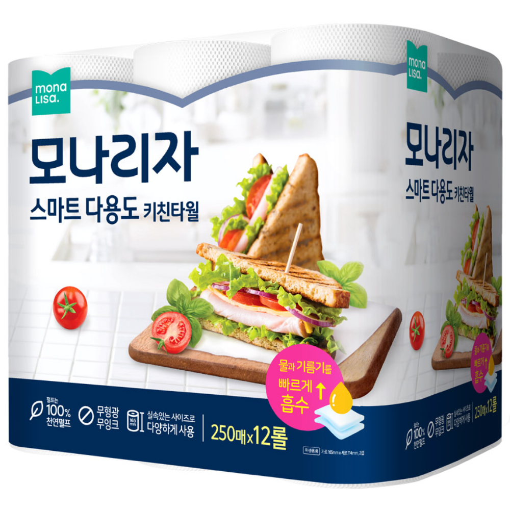 다른 생활용품과 비교 시 모나리자 스마트 다용도 키친타올 250매