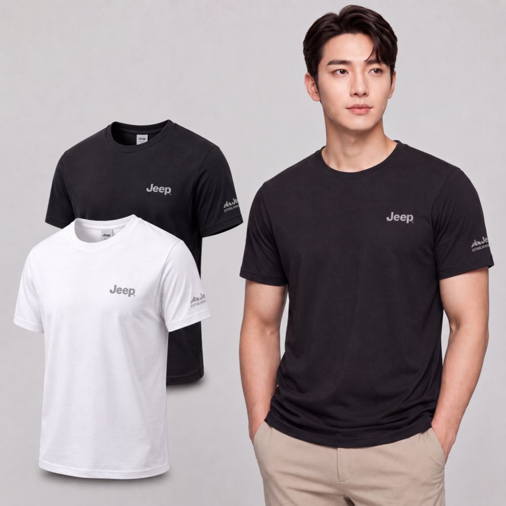 남녀공용 데일리룩을 위한 지프 반팔 티셔츠 2팩